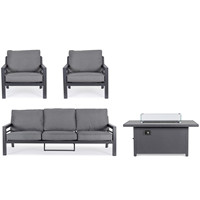 Ensemble de salon de jardin en métal imperméable pour patio, avec table de foyer, ensemble de sièges pour cour