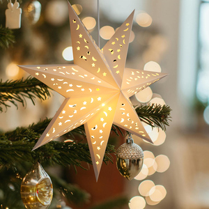Hot Bán Hàng Handmade LED Treo Đèn Lồng Giấy Mô Hình Tùy Chỉnh Hình Dạng Ngôi Sao Đèn Bóng Râm Cho Đám Cưới Nhà Giáng Sinh Trang Trí Nội Thất Lãng Mạn - Product Image 4