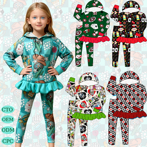 Ruidian Wholesale Girls 280-300GSM French Terry Jogging Set Sudadera con capucha Lotus Leaf Designed Hem Clothing Outfit - Product Image 5