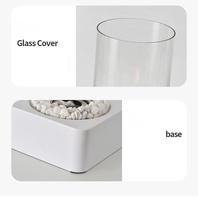 Cheminée de table carrée en métal noir créatif avec dessus en verre de pierres décoratives en acier inoxydable durable