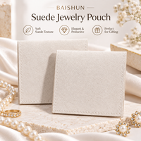 Pochette enveloppe en microfibre ivoire personnalisée avec logo OEM/ODM, fabrication directe usine, bordure cousue à cheval pour emballage de bijoux et bagues