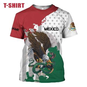 Messico Eagle & Snake <span class=keywords><strong>stampa</strong></span> <span class=keywords><strong>personalizzata</strong></span> T-shirt estiva abbigliamento da uomo per la casa Top Pullover taglie forti T-shirt traspirante T-shirt - Product Image 3