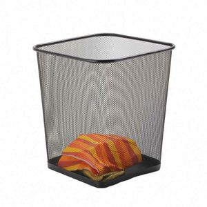 Poubelle carrée en treillis métallique, panier à papier de bureau sur pied avec ou sans couvercle, pour la collecte des déchets à la maison ou au bureau - Product Image 1