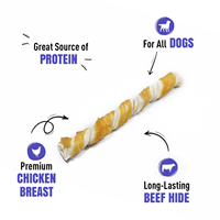 Bâtonnets à mâcher pour chiens en cuir de bœuf cru, riches en protéines, saveur viande, collagène, torsades en cuir de bœuf cru, saveur citrouille et carotte, bâtonnets de poulet enveloppés pour le nettoyage des dents