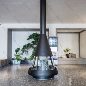 Chimenea Circular de Leña con Frente de Vidrio, Diseño Nuevo, Extra Grande, de Ventilación Directa y Funcionamiento a Gas para Calefacción de Villas - Product Image 3