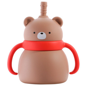 Gobelet à eau en silicone pour bébé avec logo personnalisé, sans BPA, à double poignée, grande capacité, motif animal de dessin animé, pour boire, manger et apprendre - Product Image 5
