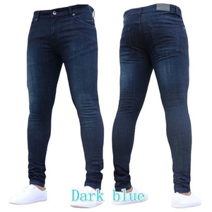 بنطلون جينز رجالي جديد بالجملة بتصميم ضيق وقصة قلم رصاص بلون سادة للاستخدامات الخارجية، بنطال جينز رجالي كاجوال بقصة نحيفة - Product Image 5