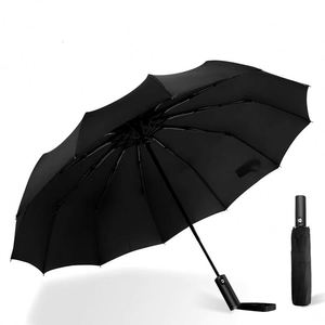 Customizable 3-Fold Automatic <b>Travel</b> Umbrella Black UV-Proof Coating <b>Iron</b> Frame Plastic Fully-Automatic Control Minimalist - Product Image 2