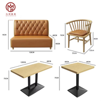 Ensemble Canapé et Table de Restaurant Commercial en Cuir et Bois pour Café, Fast-Food, et Salon de Thé