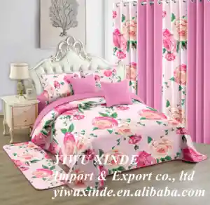 China Manufacturer 12pcs luxury bedspread and matching curtains living room window high quality duvets and bed sheets for bed