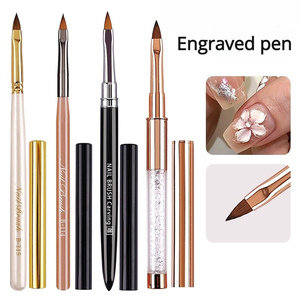 Petit pinceau plat pour nail art, en nylon, pour la sculpture, le gel cristal et la peinture, pour manucure - Product Image 3