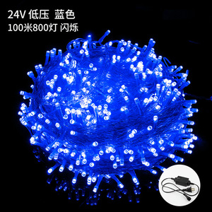 Guirlandes lumineuses LED bleues 100M 800 LED clignotantes 24V basse tension pour décoration de fête - Product Image 1