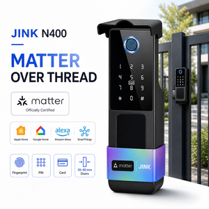 Serrure de porte intelligente extérieure JINK N400 Matter Over Thread avec lecteur d'empreintes digitales, clavier, carte, application, en alliage d'aluminium pour portes métalliques de 35 à 80 mm - Product Image 1