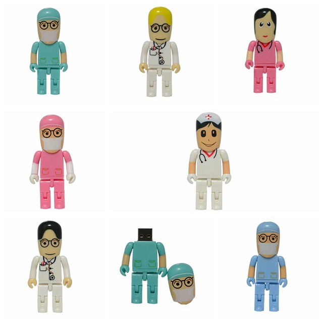 Plastic 8GB Robot Doctor Nurse USB Drive Creative Electronic Gift   Cute Mini USB 2.0 Drive Logo