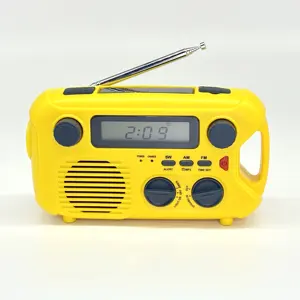 Nood Hand Crank Zonne-Energie Digitale Radio Met Tijdweergave Sos, Fm, Mp3-speler, Led Zaklamp, Telefoon Oplader, Tf Draadloos