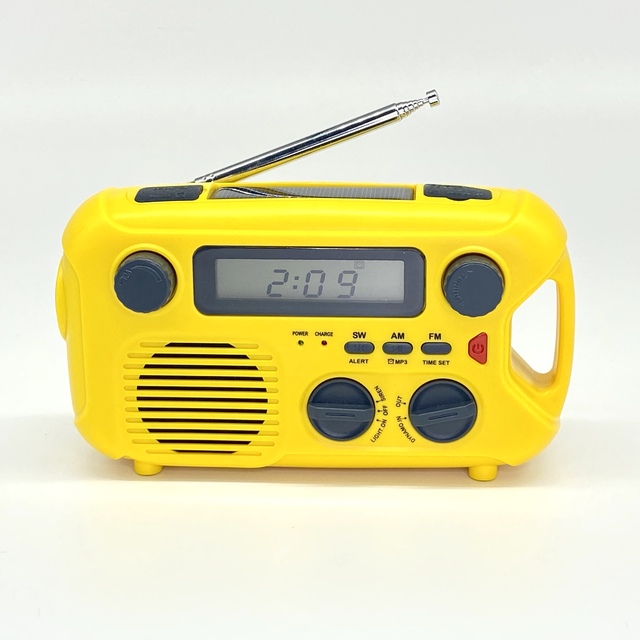 Emergency Hand Crank Solar Digital Radio With Time Display SOS ,FM ,mp3 Player, Led Torch , Phone Charger ,TF Wireless