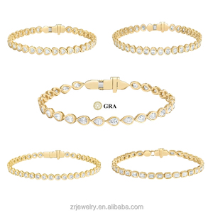 Bracciale Tennis in Oro Massiccio 18k con Moissanite, Bracciale Rigido in Oro Puro 10k 14k, Bracciale Tennis con Moissanite - Product Image 1