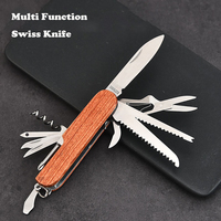 Kleines Multifunktionales Messer mit Holzgriff Überlebens-Taschenmesser für Outdoor mit Graviertem Logo Camping Taktisches Klappmesser Geschenk Mini-Messer