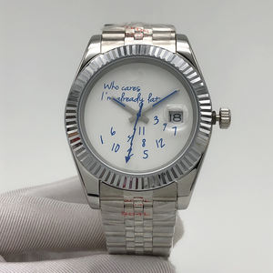 Pour ceux qui s'en soucient, <span class=keywords><strong>je</strong></span> suis déjà en retard sur cette montre analogique automatique mécanique étanche en acier inoxydable de 41 mm à monter soi-même avec alarme. - Product Image 2