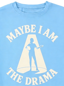 Maybe I Am The Drama T-shirt graphique pour homme avec slogan audacieux et silhouette en coton à manches courtes - Product Image 6