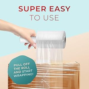 Rouleau de film étirable rétractable en PEHD Huamaohengchun pour déménagement/emballage, usage intensif, lot de 12, 5 po x 1000 pi, épaisseur 80 gauge, pour meubles - Product Image 2