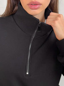 Última nueva moda mujer Zip Up sudadera Mock Neck sudadera - Product Image 2