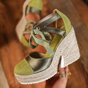 <span class=keywords><strong>Espadrilles</strong></span> Xuanhui en satin orange vif, sandales <span class=keywords><strong>compensées</strong></span> <span class=keywords><strong>à</strong></span> plateforme de 11,5 cm, <span class=keywords><strong>à</strong></span> lacets en ruban, pour l'été et les vacances <span class=keywords><strong>à</strong></span> la plage - Product Image 2