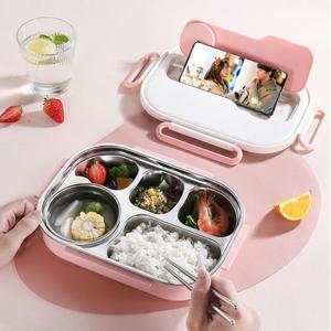 Boîte à lunch en acier inoxydable pour enfants à <span class=keywords><strong>5</strong></span> <span class=keywords><strong>compartiments</strong></span> avec bol à soupe, récipient de stockage alimentaire, boîte bento pour l'école, les étudiants, les adultes, le bureau - Product Image 4