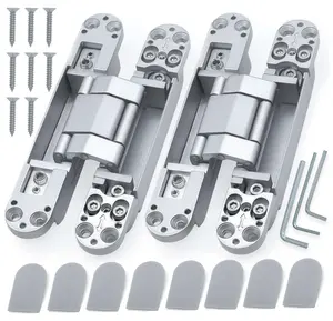 Hidden Door Hinges Invisible Hinges - 7 Inch Heavy Duty Zinc Alloy 3 Way Adjustable Butt Hinge, 7 x 2.8 x 1 Inch