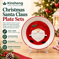 Services de table de Noël en porcelaine avec assiettes Père Noël – Décoration de table festive pour la maison et les fêtes