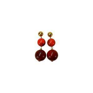 Fashion Dangle <b>Earrings</b> <b>Red</b> Beaded Gold Plated 316L Stainless Steel Sustainable Resistant - Product Image 1
