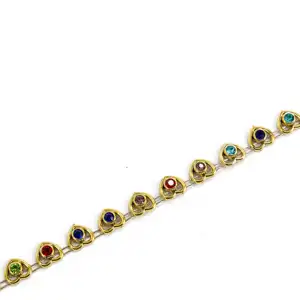 ריינסטון שרשרת זהב לב בסיס 10 חצרות/רול לתפור על ריינסטון שרשרת ריינסטון עבור בגדי בגד - Product Image 6