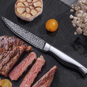 Juego de Cuchillos de Cocina Premium de 14 Piezas de Acero Inoxidable, Cuchillos de Carnicero y Chef, Mangos Ambidiestros, Hojas Pulimentadas, Madera - Product Image 5