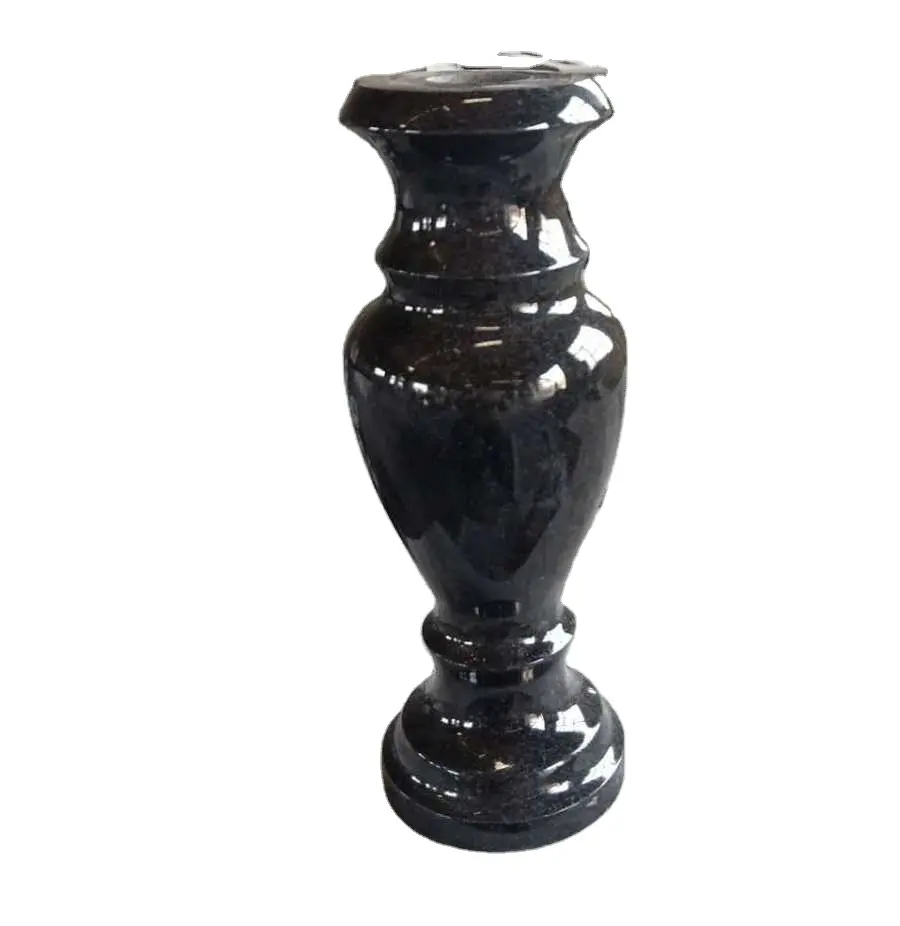 New Design Black Granite Vase Monument Flower Vase For Cemetery Grave Natural Stone Tombstone Vase
