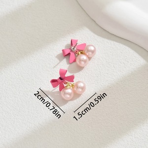 Nuovi <span class=keywords><strong>Orecchini</strong></span> Semplici e Trendy a Catena <span class=keywords><strong>con</strong></span> Fiocco Rosa e Pendente a Goccia di <span class=keywords><strong>Perla</strong></span>, Placcati in <span class=keywords><strong>Oro</strong></span>, a Forma di Cuore, Regalo per Donne e Ragazze - Product Image 4