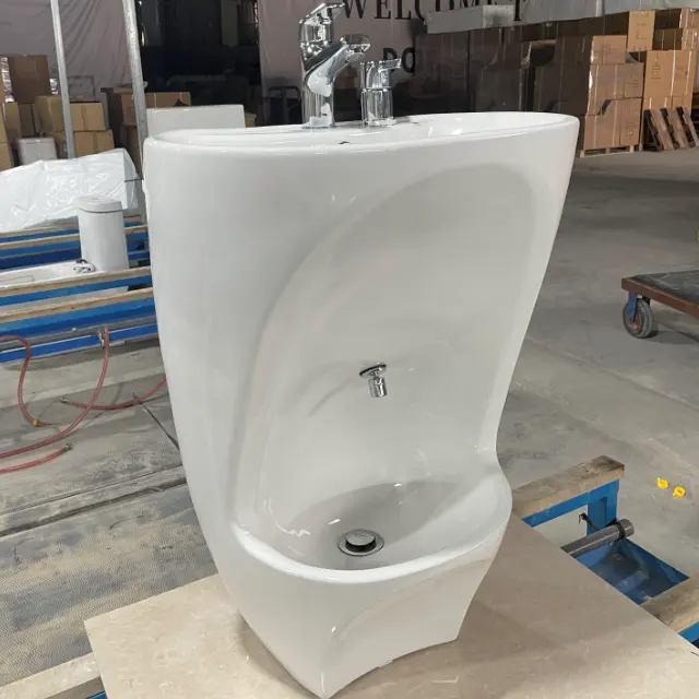 All'ingrosso wudu musulmano lavabo a piedi in ceramica free standing piedistallo lavello a mano