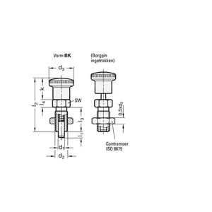 GANTER GRIFF Pasador de bloqueo GN 817 D1 8 mm D2 M 16x1,5mm L1 12 mm St. w/o bloque de bloqueo, W. Tuerca contraria - Product Image 2