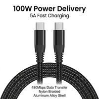 Cable USB Tipo C PD de 100W, 5A, Carga Rápida, Cable de Nailon Trenzado, Sincronización de Datos de 480Mbps, Conector de Aleación de Aluminio para iPhone