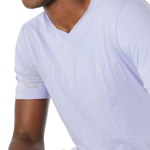 Nouveau design, t-shirts unis pour hommes de haute qualité, respirants, personnalisables, décontractés, pour l'été, col en V, prix de gros - Product Image 5