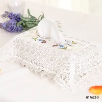 Caja de pañuelos de encaje bordado, cubierta decorativa para sala de estar y coche