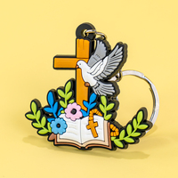 Llavero Cristiano Promocional, Moldeado en PVC 2D con Diseños de Jesús Curando y Dios Te Ama, Bajo MOQ, Directo de Fábrica