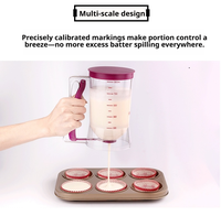 Distributeur de pâte manuel multifonctionnel portable violet 900 ml PS+SILICONE pour crêpes, gaufres et grillades