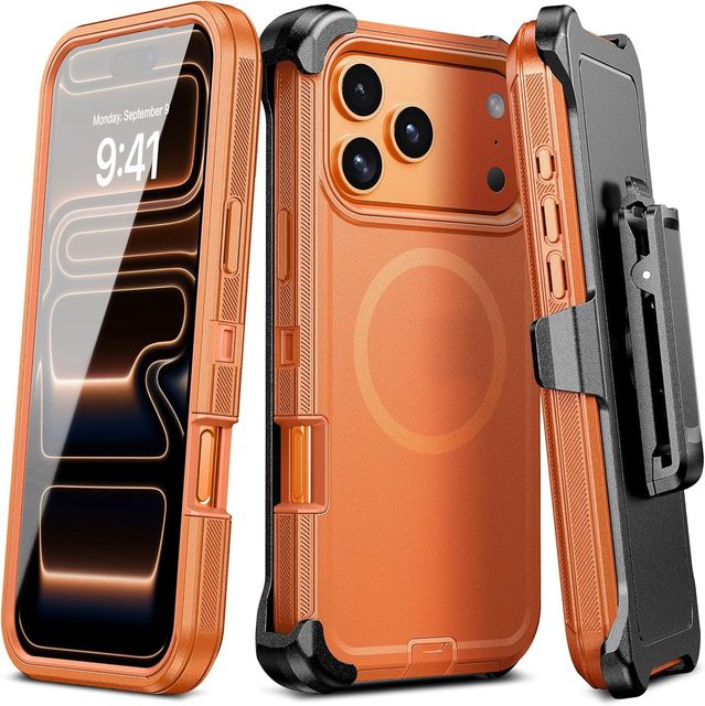Strong Shockproof Armor Magnetic Phone Case for iPhone 18 Pro Max 17 with Back Belt Clamp