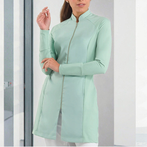 เสื้อกาวน์แพทย์หญิง ผ้าฝ้ายผสมโพลีเอสเตอร์ ซิป แขนยาว ทรงเข้ารูป สีขาว - Product Image 3