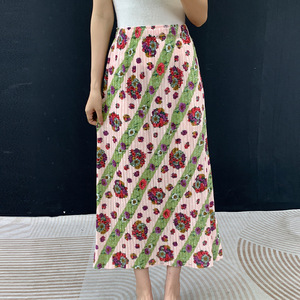 Nouvelle jupe midi été 2026 - Jupe midi plissée Miyake à imprimé rétro taille haute amincissante coupe droite design confortable - Product Image 2