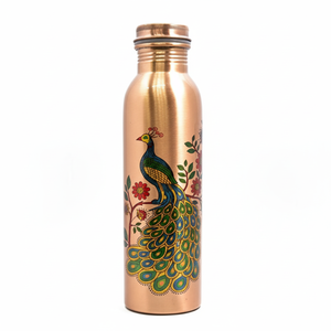 Botella de agua de cobre puro hecha a mano, mejora la salud, beneficios de Ayurveda, a prueba de fugas y resistente a la corrosión, apto para viajes - Product Image 1