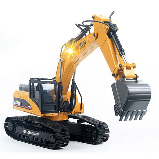 Professional HuiNa 1580 All-metal Excavator 1:14 2.4G 23CH Diecast Full Metal Long Digging Arm RC Toy Cars