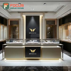 Luxury Shopping Center Jewelry Showcase Tempered Glass Panel Commercial Store Display Counter - Product Image 3