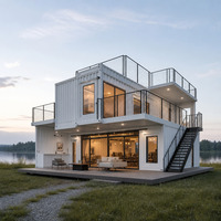 Maison mobile sur mesure, villa modulaire de luxe préfabriquée, structure en acier, maisons miniatures sur mesure avec terrasse