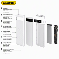 Batterie externe REMAX 10000mAh, charge rapide, chargeur portable, écran LED, type-C, USB, Power Pack
